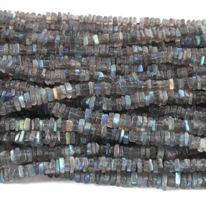 1 Long Strand Labradorite Heshi Smooth Briolettes -Square Shape Briolettes  4mm-5mm 16 Inches BR01937 - Tucson Beads