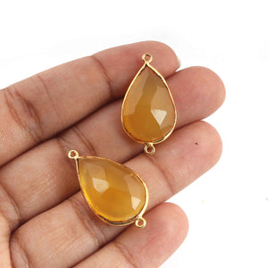 7 Pcs Lemon Quartz Faceted  24k Gold Plated Assorted Shape Pendant/Connector - 30mmx16mm-PC735 - Tucson Beads