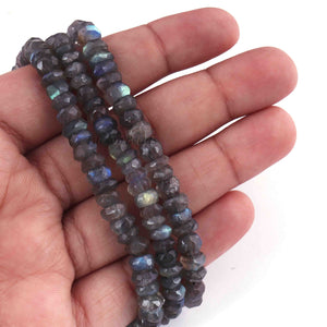 1 Strand Labradorite Faceted Rondelles- Labradorite Rondelles Beads 6mmx3mm 13 inch strand BR1101 - Tucson Beads