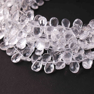 1  Strand Crystal Faceted Briolettes -Pear Shape Briolettes 7mmx6mm-9mmx6mm 8.5 Inches BR0795 - Tucson Beads