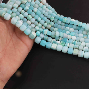 1  Strand  Peru Opal Faceted Briolettes - Cube Shape Briolettes 7mmx7mm-9mmx10mm - 10 Inches BR01967 - Tucson Beads