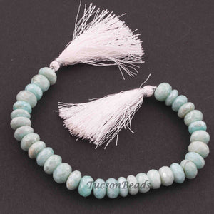 1  Long Strand Amazonite Silverite  Faceted Roundells -Round  Shape  Roundells 10mmx11mm-8 Inches BR2374 - Tucson Beads