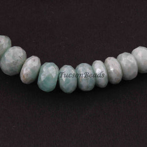 1  Long Strand Amazonite Silverite  Faceted Roundells -Round  Shape  Roundells 10mmx11mm-8 Inches BR2374 - Tucson Beads