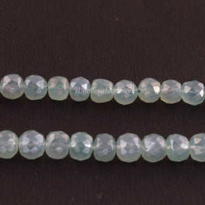 1 Strand Aqua Chalcedony Silver Coated Faceted  Briolettes  - Round Shape Rondelles Beads  7mm  8.5 Inches BR3863 - Tucson Beads