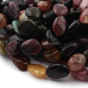 1 Strand Multi Tourmaline Smooth Briolettes  - Assorted Shape Briolettes  25mmx13mm-17mmx14mm - 17 Inches BR0108 - Tucson Beads