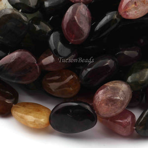 1 Strand Multi Tourmaline Smooth Briolettes  - Assorted Shape Briolettes  25mmx13mm-17mmx14mm - 17 Inches BR0108 - Tucson Beads