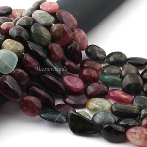 1 Strand Multi Tourmaline Smooth Briolettes  - Assorted Shape Briolettes  25mmx13mm-17mmx14mm - 17 Inches BR0108 - Tucson Beads