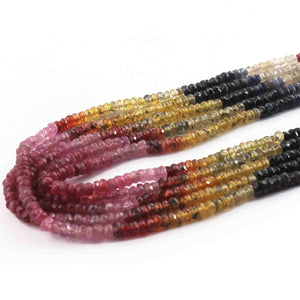 1 Strand Multi Sapphire Precious Necklace  Faceted  Briolettes  - Round Shape Rondelles Beads 3mm-4mm  18 Inches BR3897 - Tucson Beads