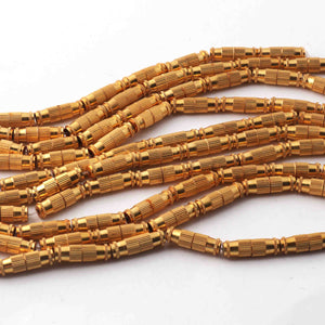 10 Strands AAA Quality Gold Plated Designer Copper Tube Beads,Pipe Beads Jewelry Making Supplies, 5mmx14mm,8 inches Bulk Lot GPC246 - Tucson Beads