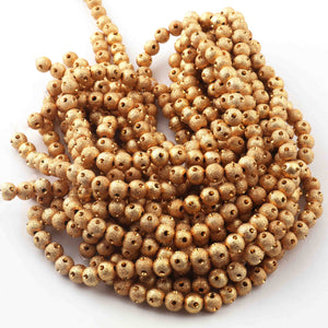 5 Strands 24k Gold Plated Copper Round Beads, Designer Fancy Ball Beads, Jewelry Making Tools, 6mm, 7.5 Inches,Gpc768 - Tucson Beads