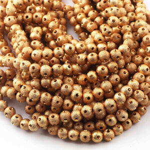 5 Strands 24k Gold Plated Copper Round Beads, Designer Fancy Ball Beads, Jewelry Making Tools, 6mm, 7.5 Inches,Gpc768 - Tucson Beads