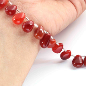 1 Strand Shaded Carnelian Smooth Briolettes -Pear Briolettes  9mmx9mm-15mmx8mm 8 Inches BR540 - Tucson Beads