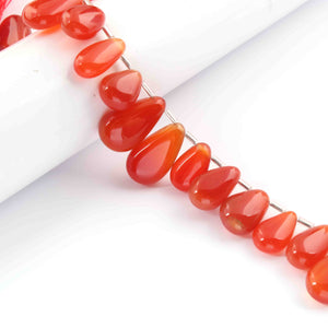 1 Strand  Carnelian Smooth Briolettes -Pear Briolettes  12mmx9mm-19mmx10mm 8 Inches BR594 - Tucson Beads