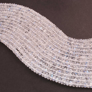 1 Long Strand White Rainbow Moonstone faceted Rondelles - Rondelle Beads 5 mm 14.5 Inches BR02630 - Tucson Beads