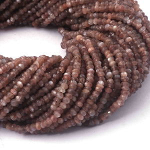 5 Strands Chocolate Moonstone Faceted Rondelles -Moonstone Roundle Beads - 4mm 13 Inches RB093 - Tucson Beads