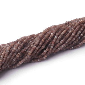 5 Strands Chocolate Moonstone Faceted Rondelles -Moonstone Roundle Beads - 4mm 13 Inches RB093 - Tucson Beads