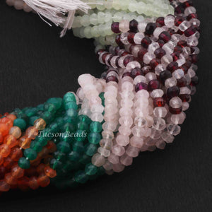 5 Strands Multi Stone Faceted Rondelles -Gemstone Rondelles  Beads - 4mm 13.5  Inches RB158 - Tucson Beads