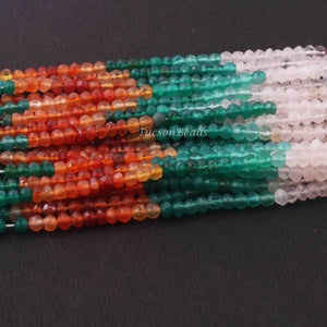 5 Strands Multi Stone Faceted Rondelles -Gemstone Rondelles  Beads - 4mm 13.5  Inches RB158 - Tucson Beads