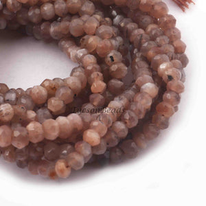 5 Strands Chocolate Moonstone Faceted Rondelles -Moonstone Rondelle Beads - 3mm-5mm 13 Inches RB150 - Tucson Beads