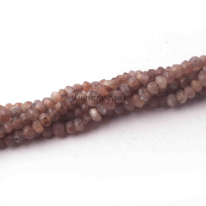 5 Strands Chocolate Moonstone Faceted Rondelles -Moonstone Rondelle Beads - 3mm-5mm 13 Inches RB150 - Tucson Beads