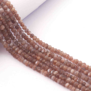 5 Strands Chocolate Moonstone Faceted Rondelles -Moonstone Rondelle Beads - 3mm-5mm 13 Inches RB150 - Tucson Beads