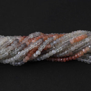 1 Strand Multi Moonstone  Faceted  Rondelles -Round Rondelles  Gemstone Beads - 4mm  13 Inches BR1131 - Tucson Beads