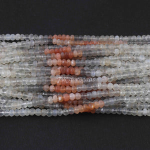 1 Strand Multi Moonstone  Faceted  Rondelles -Round Rondelles  Gemstone Beads - 4mm  13 Inches BR1131 - Tucson Beads