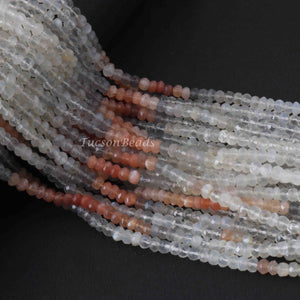 1 Strand Multi Moonstone  Faceted  Rondelles -Round Rondelles  Gemstone Beads - 4mm  13 Inches BR1131 - Tucson Beads