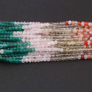 5 Strands Excellent Quality Multi Stone Faceted Rondelles - Mix Stone Roundles Beads 4mm 13 Inches RB257 - Tucson Beads