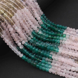 5 Strands Excellent Quality Multi Stone Faceted Rondelles - Mix Stone Roundles Beads 4mm 13 Inches RB257 - Tucson Beads