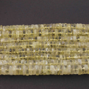 1 Strand Lemon Quartz Faceted Heishi Wheel Briolettes - Gemstone Briolettes  - 6mm-8mm -16 Inches BR02015 - Tucson Beads