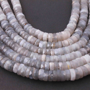 1 Strand Gray Moonstone Faceted  Heishi Wheel Briolettes - Gemstone Briolettes  -7mm-9mm -16 Inches BR02027 - Tucson Beads