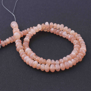 1 Long  Peach Moonstone Roundels  - Round Shape Roundels  Beads 6mm-7mm -15.5 Inches BR3285 - Tucson Beads