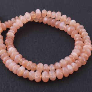 1 Long  Peach Moonstone Roundels  - Round Shape Roundels  Beads 6mm-7mm -15.5 Inches BR3285 - Tucson Beads