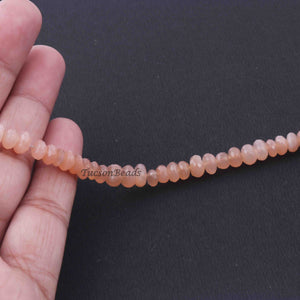 1 Long  Peach Moonstone Roundels  - Round Shape Roundels  Beads 6mm-7mm -15.5 Inches BR3285 - Tucson Beads