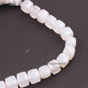 1 Strand White Silverite Stone  Faceted Cube Briolettes, Gemstone Briolettes 7mm 8 inch BR3230 - Tucson Beads