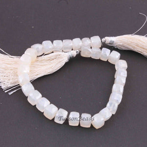 1 Strand White Silverite Stone  Faceted Cube Briolettes, Gemstone Briolettes 7mm 8 inch BR3230 - Tucson Beads