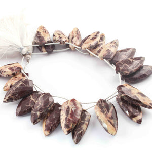 1  Strand Chocolate Jasper Faceted  Briolettes  - Fancy  Briolettes  -29mmx15mm 8.5 Inches BR01439 - Tucson Beads