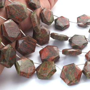 1 Strand Unakite Faceted Briolettes -  Fancy Shape Briolettes -17mmx21mm-16mmx16mm -9 Inches BR01416 - Tucson Beads