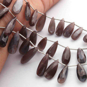 1 Strand Chocolate Moonstone Faceted Pear Briolettes -Pear Shape Briolettes -14mmx6mmx246mmx7mm - 8  Inches BR0745 - Tucson Beads