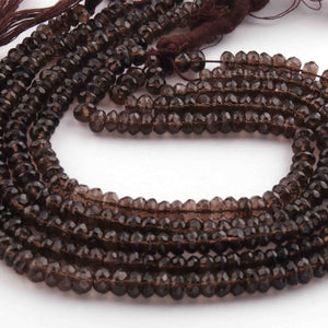 1  Strand  Smoky Quartz  Faceted Roundels - Round Shape  Roundels   5mm-6mm - 10  Inches BR0544 - Tucson Beads