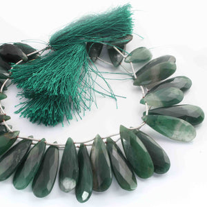 1 Strand Green Fluorite Faceted Briolettes - Pear Shape Briolettes- 27mmx11mm-37mmx11mm 8.5 Inches BR01447 - Tucson Beads