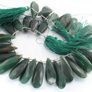 1 Strand Green Fluorite Faceted Briolettes - Pear Shape Briolettes- 27mmx11mm-37mmx11mm 8.5 Inches BR01447 - Tucson Beads