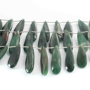 1 Strand Green Fluorite Faceted Briolettes - Pear Shape Briolettes- 27mmx11mm-37mmx11mm 8.5 Inches BR01447 - Tucson Beads