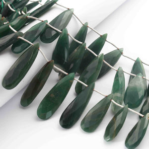 1 Strand Green Fluorite Faceted Briolettes - Pear Shape Briolettes- 27mmx11mm-37mmx11mm 8.5 Inches BR01447 - Tucson Beads