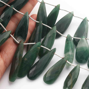 1 Strand Green Fluorite Faceted Briolettes - Pear Shape Briolettes- 27mmx11mm-37mmx11mm 8.5 Inches BR01447 - Tucson Beads