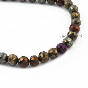 1 Strand Black Spinel Golden Coated  Faceted Rondelles  -Faceted Round Shape  Rondelles - 6mm -9.5 Inches BR1214 - Tucson Beads