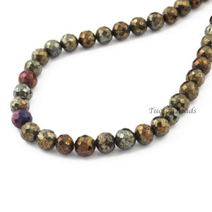 1 Strand Black Spinel Golden Coated  Faceted Rondelles  -Faceted Round Shape  Rondelles - 6mm -9.5 Inches BR1214 - Tucson Beads