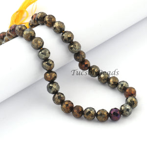 1 Strand Black Spinel Golden Coated  Faceted Rondelles  -Faceted Round Shape  Rondelles - 6mm -9.5 Inches BR1214 - Tucson Beads