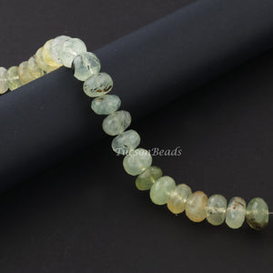 1 Strand Prehnite Faceted Rondelles  -Faceted Round Shape  Rondelles - 9mm -8 Inches BR1217 - Tucson Beads